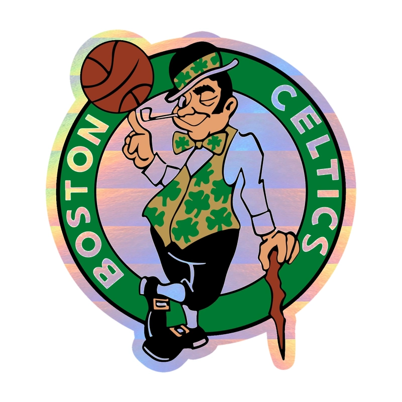 Boston Celtics - Circle With Leprechaun In Middle - Holographic Vinyl Sticker - Custom Size