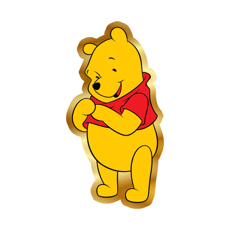 Winnie The Pooh - Gold Chrome Vinyl Sticker - Custom Size