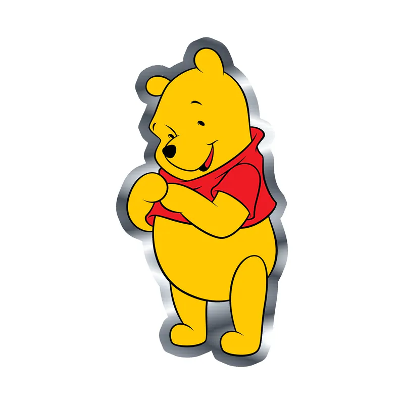 Winnie The Pooh - Silver Chrome Vinyl Sticker - Custom Size