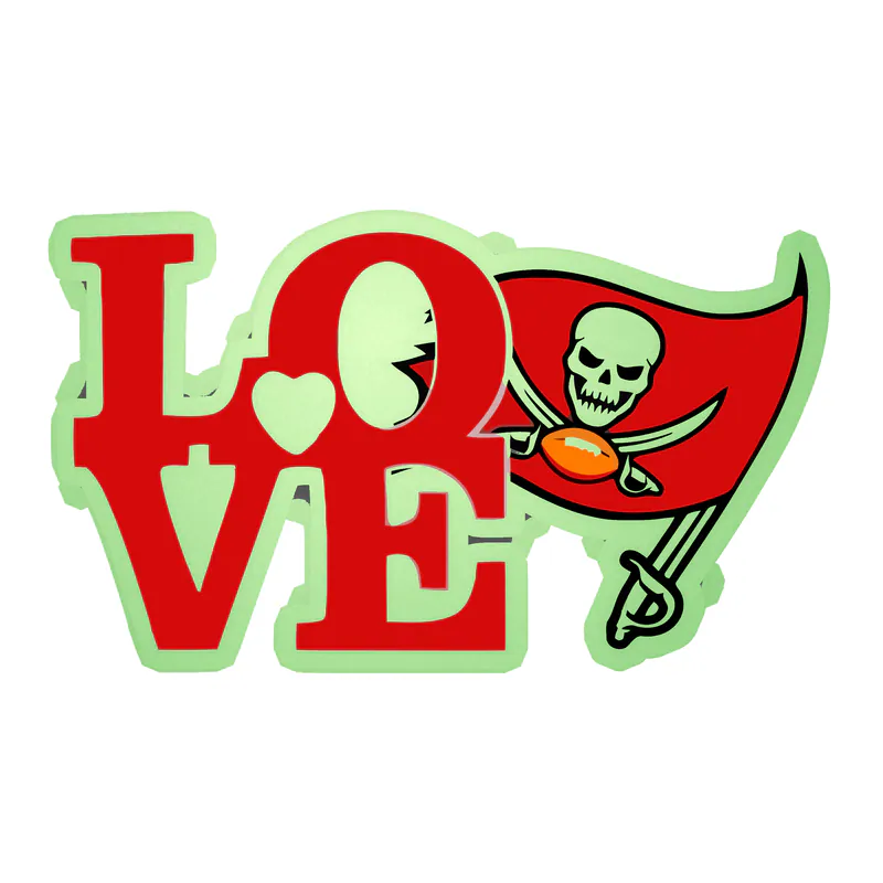 Tampa Bay Buccaneers - LOVE - Glow in the Dark Vinyl Sticker - Custom Size