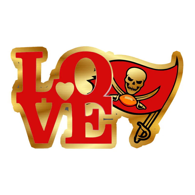 Tampa Bay Buccaneers - LOVE - Gold Chrome Vinyl Sticker - Custom Size