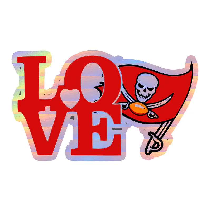 Tampa Bay Buccaneers - LOVE - Holographic Vinyl Sticker - Custom Size