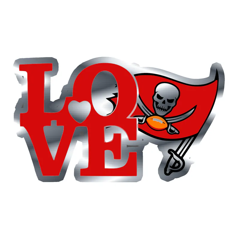 Tampa Bay Buccaneers - LOVE - Silver Chrome Vinyl Sticker - Custom Size