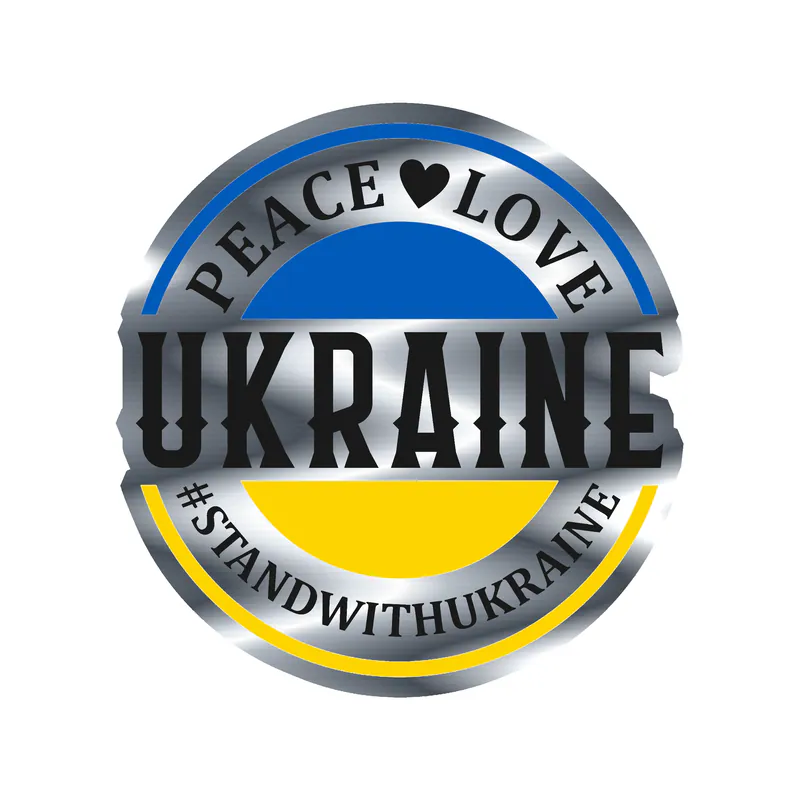 Ukraine Silver Chrome Vinyl Decal - custom size