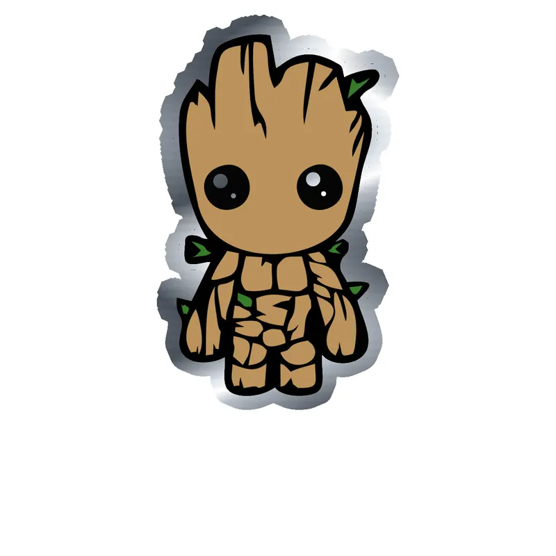 Groot Silver Chrome Vinyl Decal