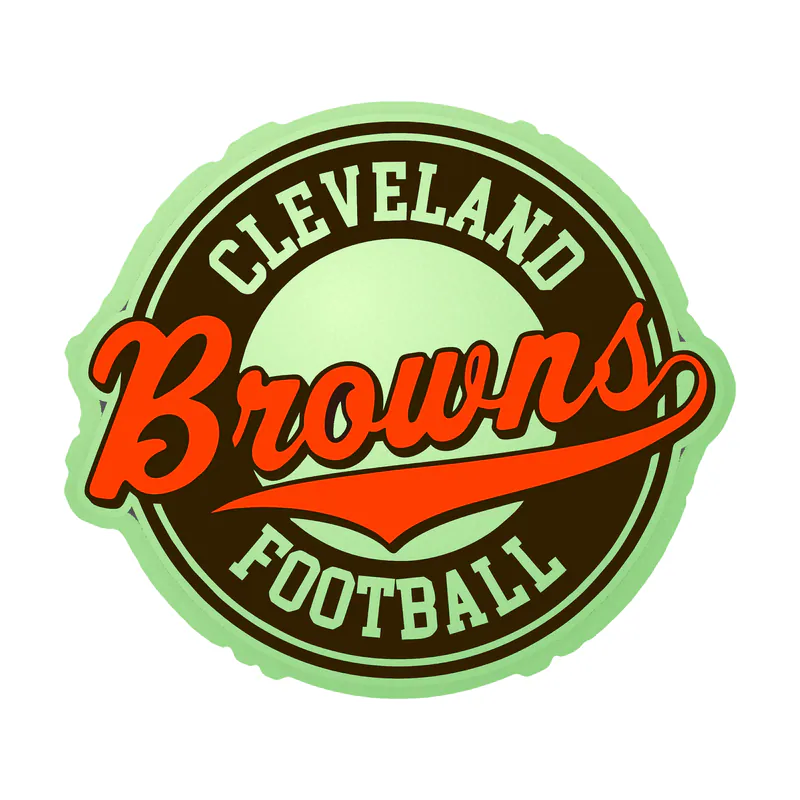 Cleveland Browns - Circle Logo with Name - Glow in the Dark Vinyl Sticker - Custom Size
