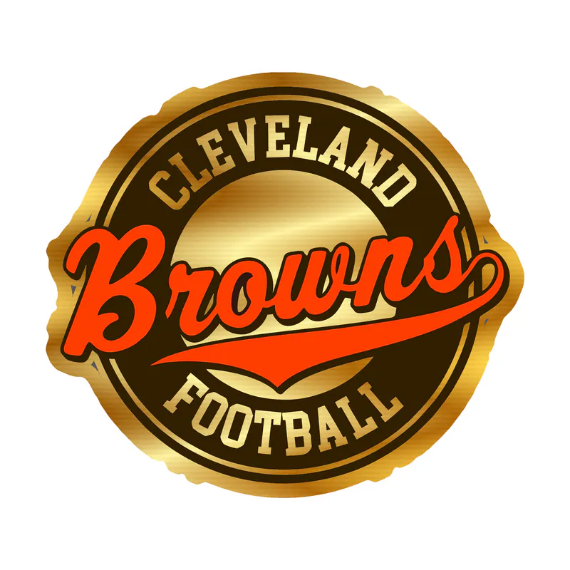 Cleveland Browns - Circle Logo with Name - Gold Chrome Vinyl Sticker - Custom Size
