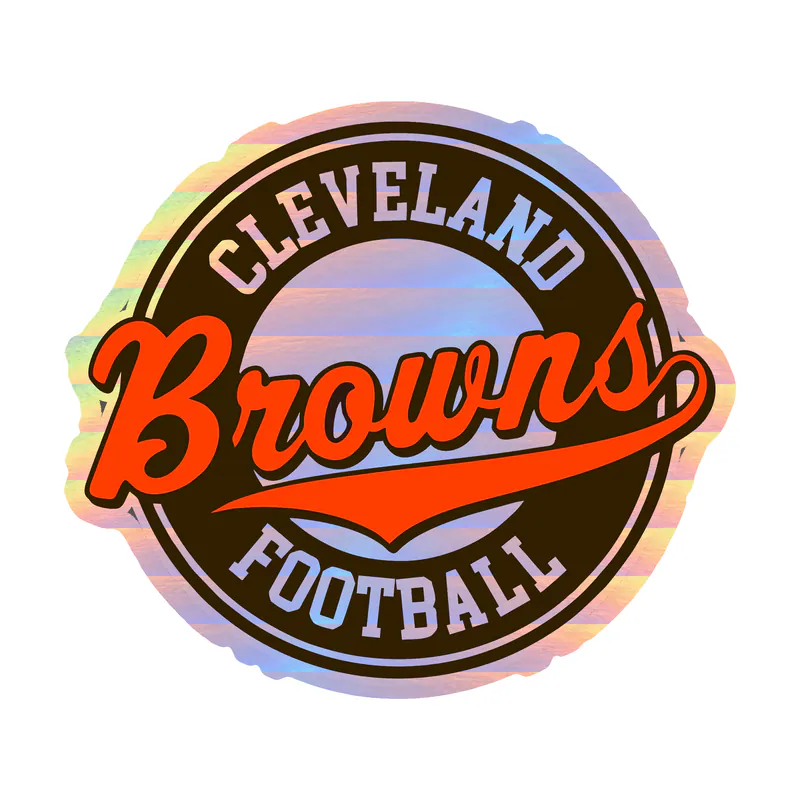 Cleveland Browns - Circle Logo with Name - Holographic Vinyl Sticker - Custom Size
