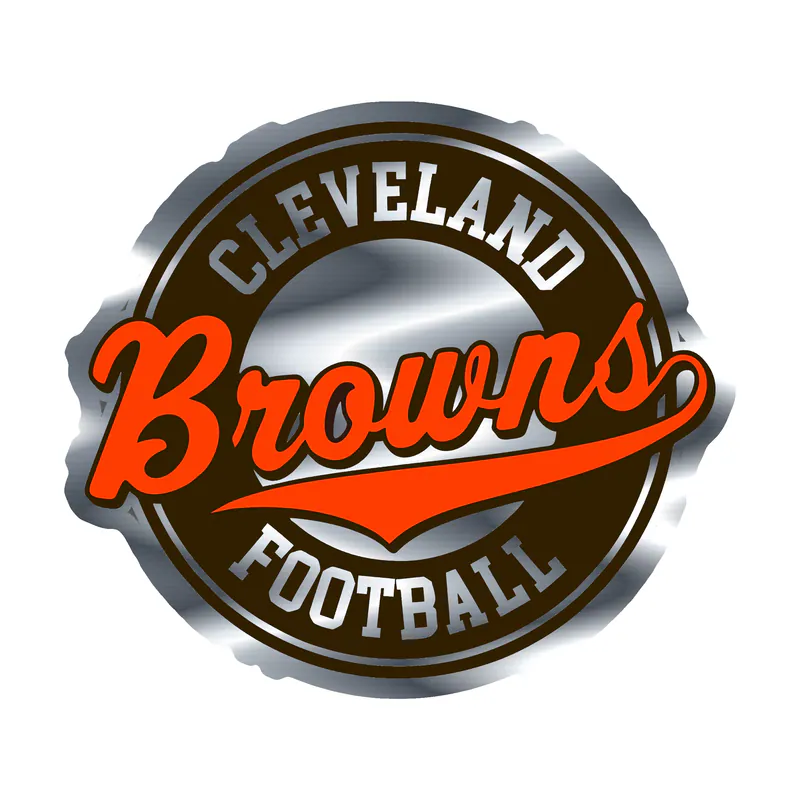 Cleveland Browns - Circle Logo with Name - Silver Chrome Vinyl Sticker - Custom Size