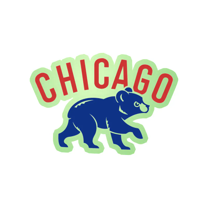 Chicago Cubs - Cub With Chicago - Glow in the Dark Vinyl Sticker - Custom Size
