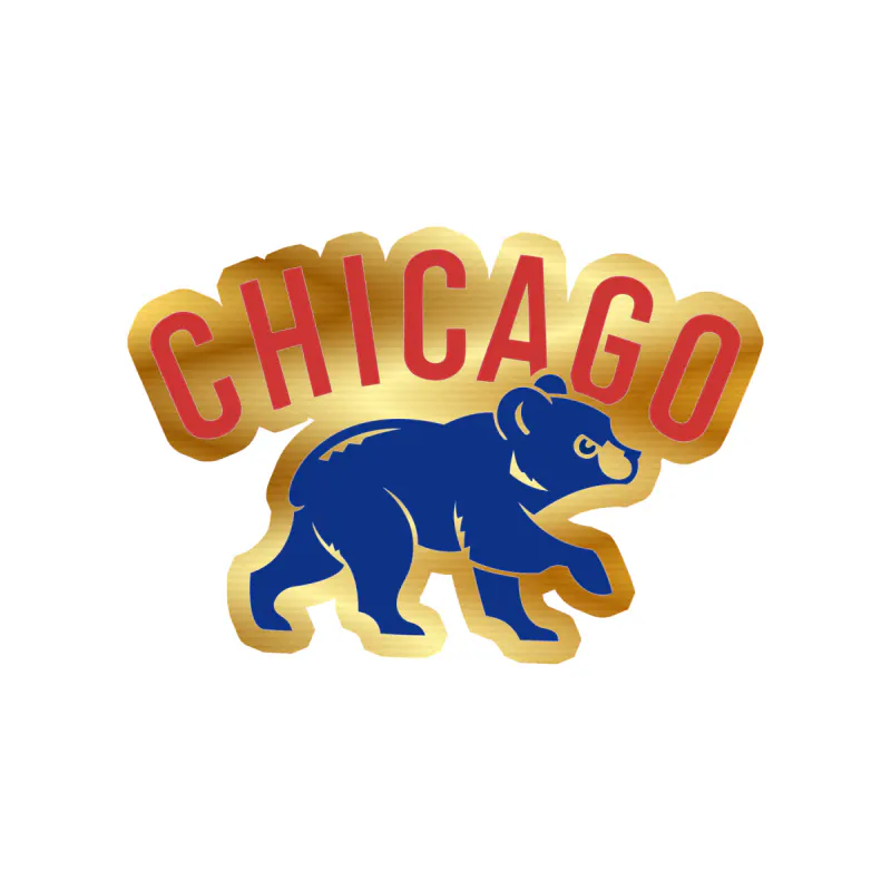 Chicago Cubs - Cub With Chicago - Gold Chrome Vinyl Sticker - Custom Size