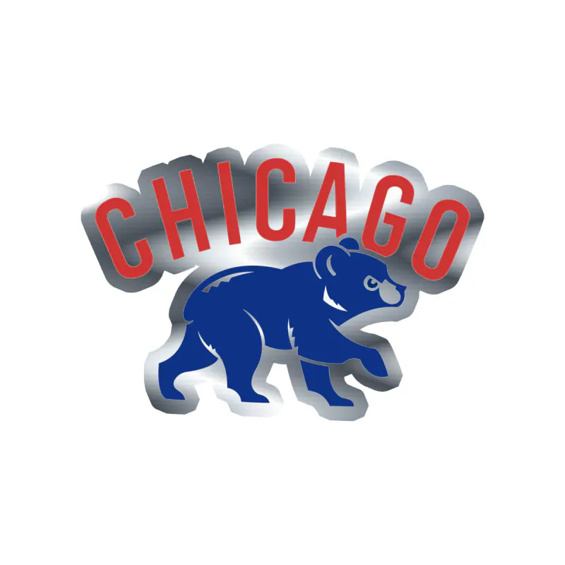 Chicago Cubs - Cub With Chicago - Silver Chrome Vinyl Sticker - Custom Size