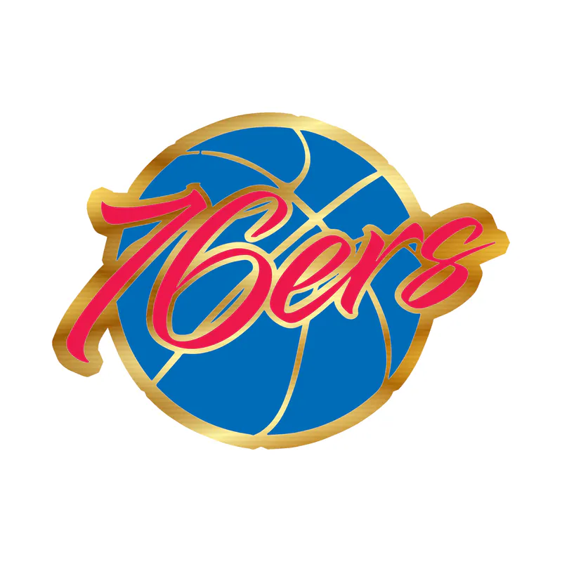Philadelphia 76ers - Image 1 - Gold Chrome Vinyl Sticker - Custom Size