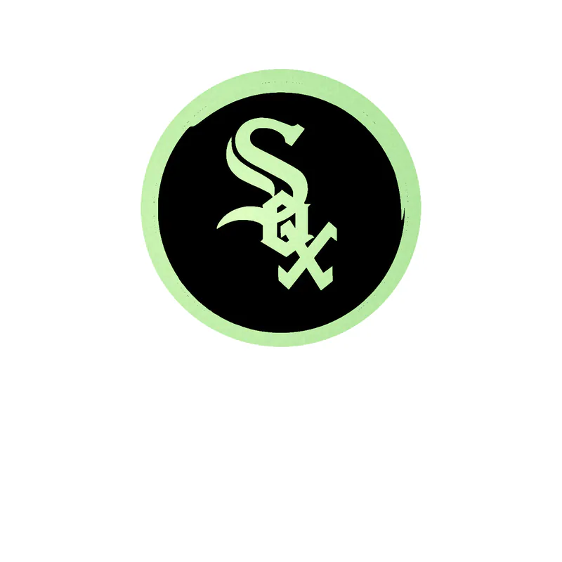 Chicago White Sox - Black Circle With White Sox - Glow in the Dark Vinyl Sticker - Custom Size
