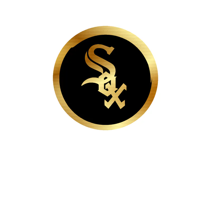 Chicago White Sox - Black Circle With White Sox - Gold Chrome Vinyl Sticker - Custom Size