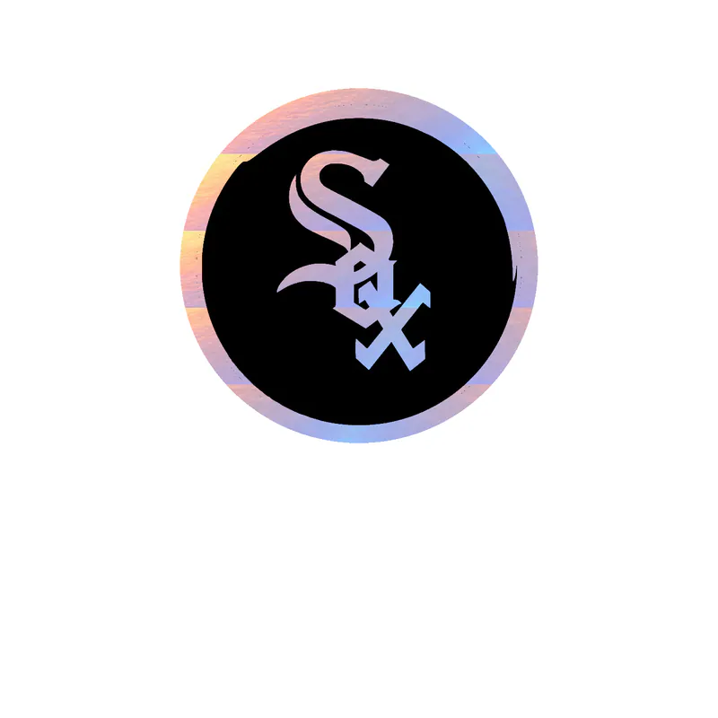 Chicago White Sox - Black Circle With White Sox - Holographic Vinyl Sticker - Custom Size