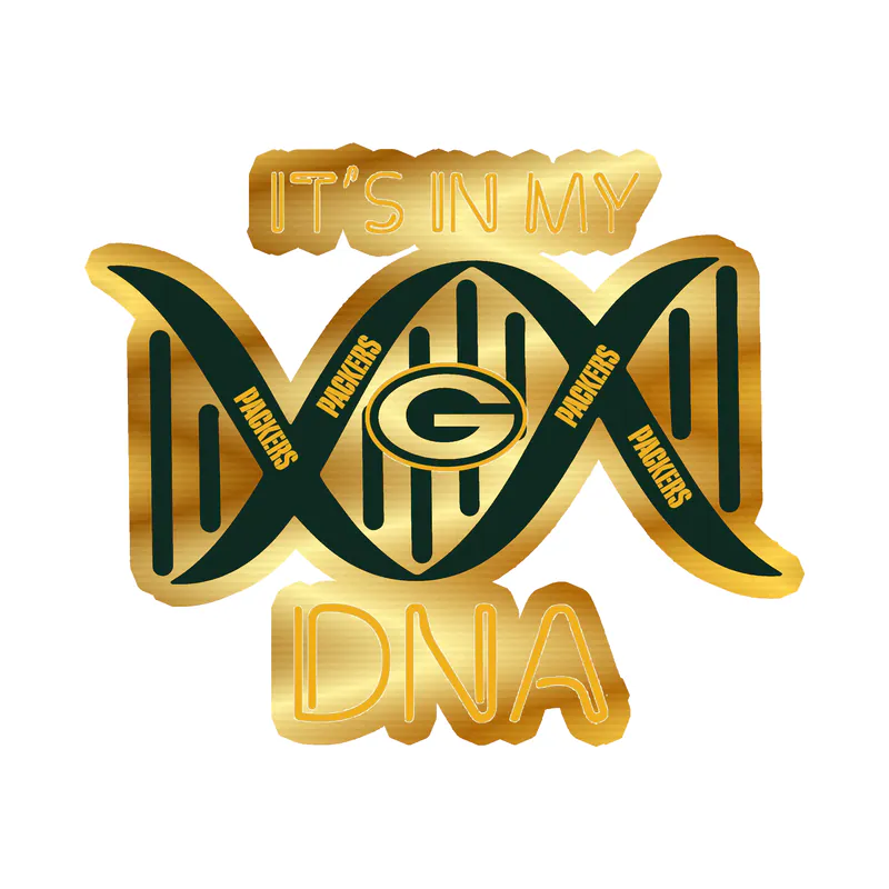 Green Bay Packers - Rectangle - Image 1 - Gold Chrome Vinyl Sticker - Custom Size