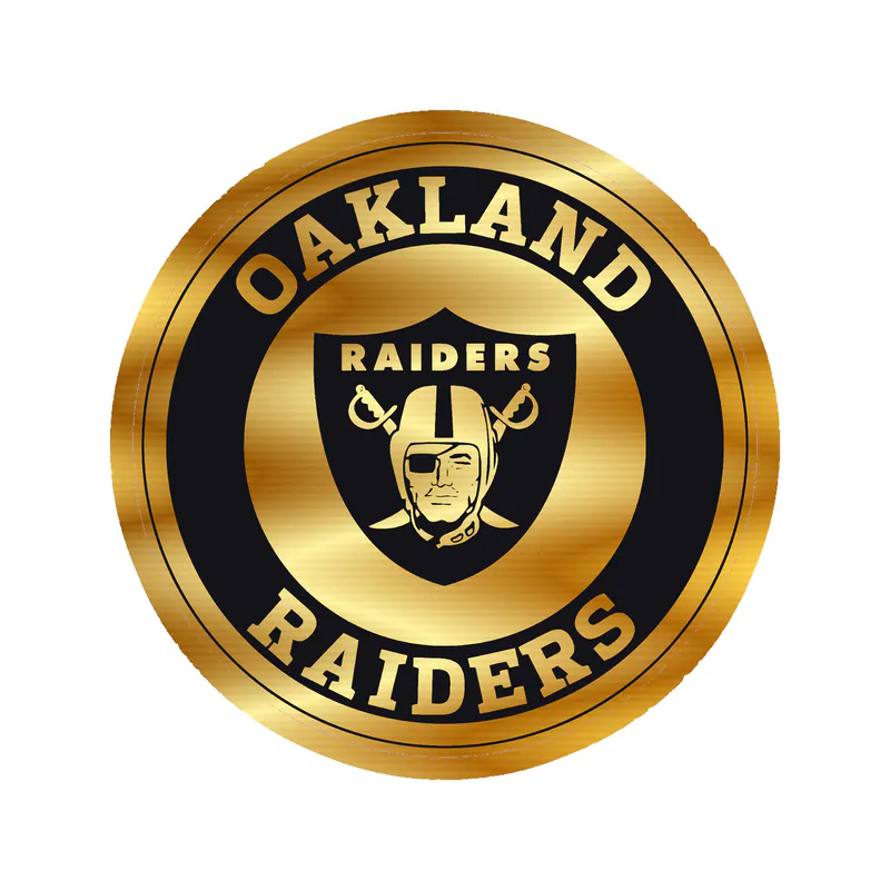 Oakland Raiders Gold Chrome Vinyl Sticker - Custom Size