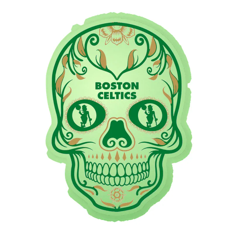 Boston Celtics - Sugar Skull - Glow in the Dark Vinyl Sticker - Custom Size