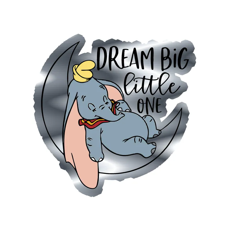 Dumbo Silver Chrome Vinyl Sticker - Custom Size
