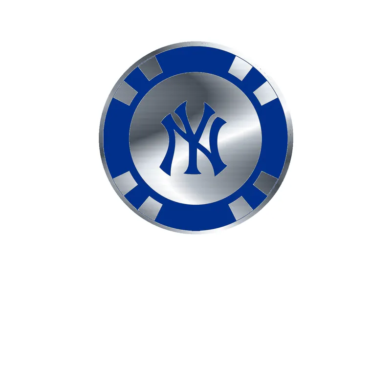 New York Yankees - Poker Chip - Silver Chrome Vinyl Sticker - Custom Size