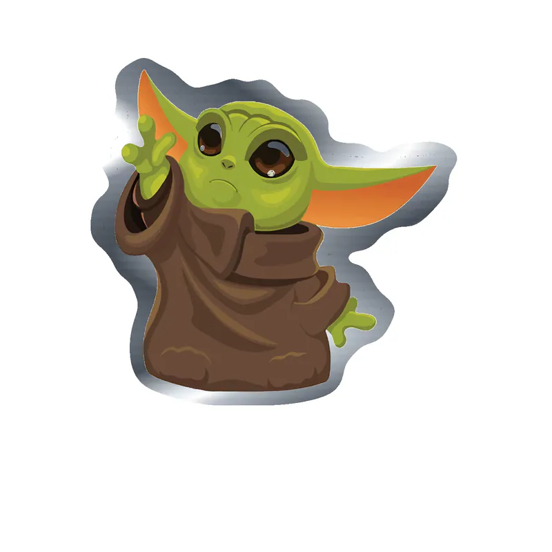 Baby Yoda Silver Chrome Vinyl Decal - Custom Size