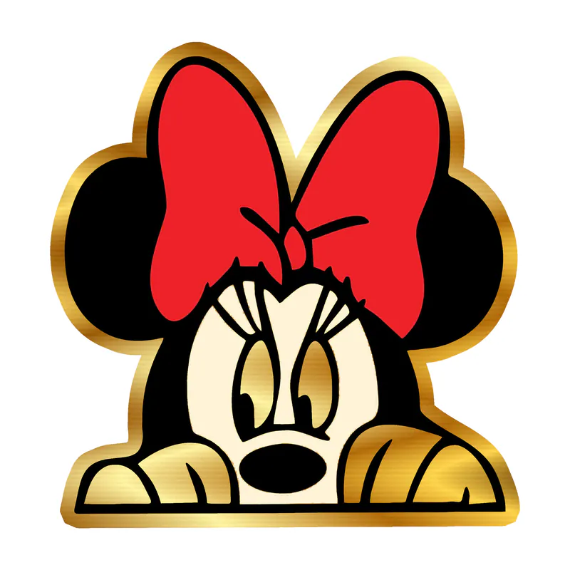 Minnie Peeking Gold Chrome Vinyl Sticker - Custom Size