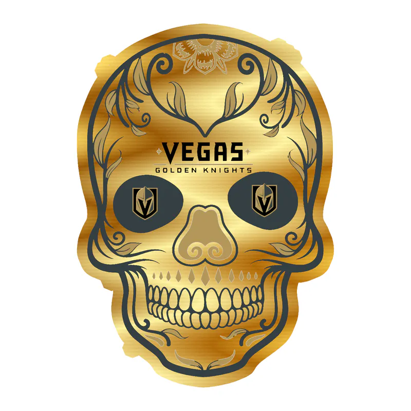 Vegas Golden Knights - Sugar Skull - Gold Chrome Vinyl Sticker - Custom Size