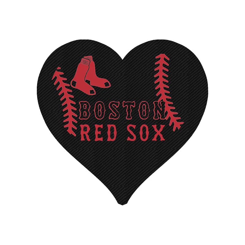 Boston Red Sox - Baseball Heart - Carbon Fiber Vinyl Sticker - Custom Size