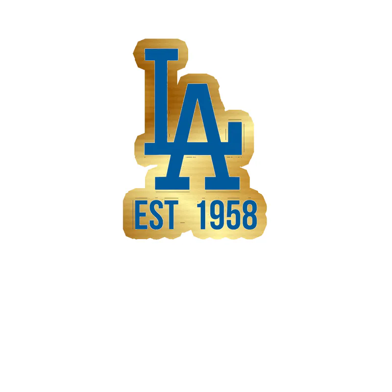 Los Angeles Dodgers - LA EST. 1958 - Gold Chrome Vinyl Sticker - Custom Size