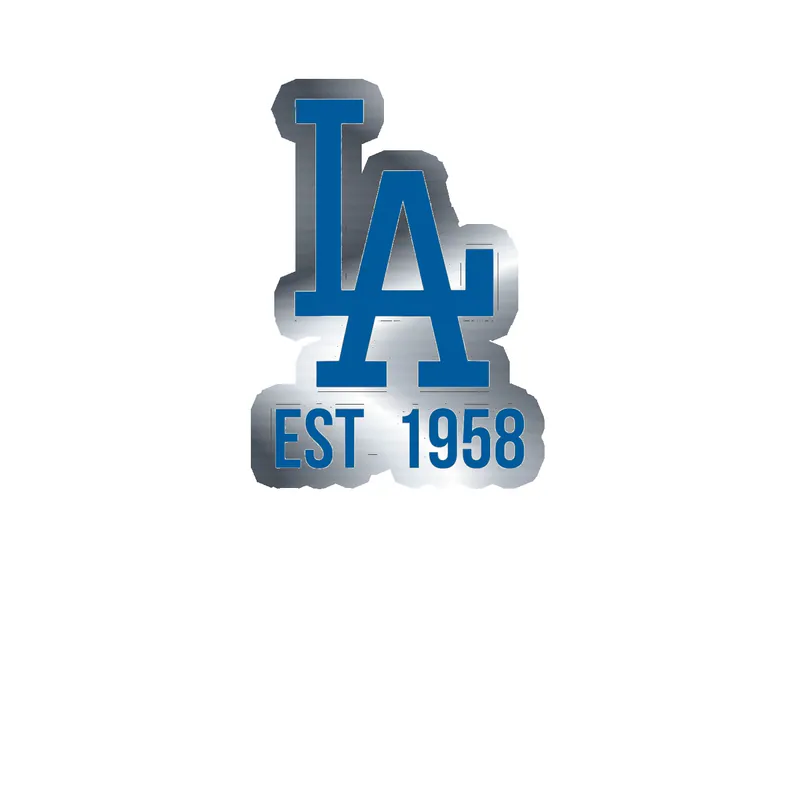 Los Angeles Dodgers - LA EST. 1958 - Silver Chrome Vinyl Sticker - Custom Size