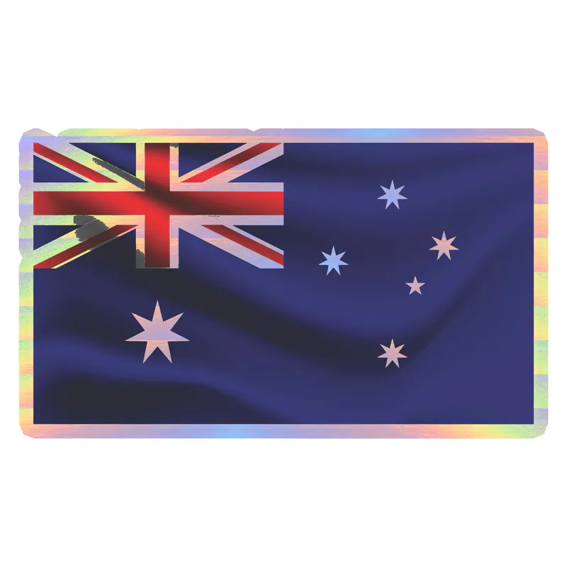Australia Flag Waving Holographic Vinyl Decal - Custom Size