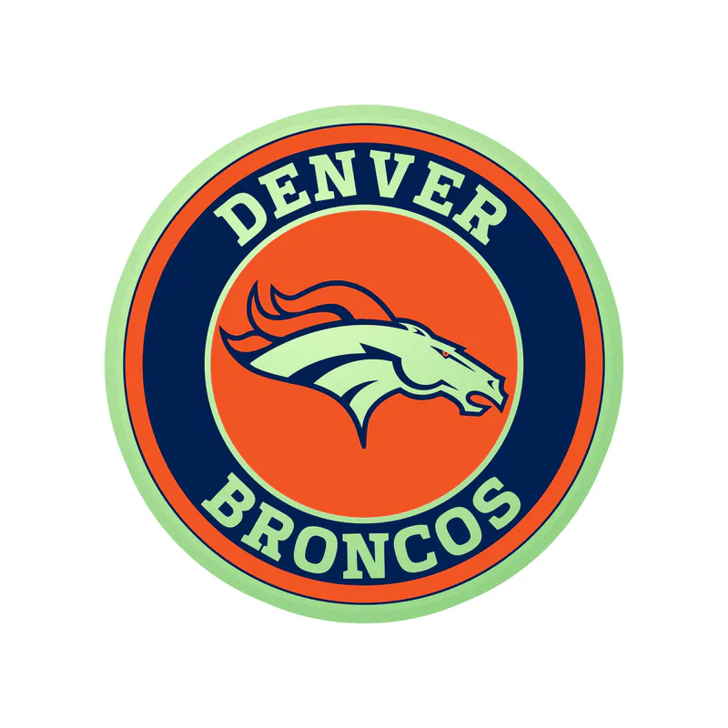Denver Broncos - Circle With Blue - Glow in the Dark Vinyl Sticker - Custom Size