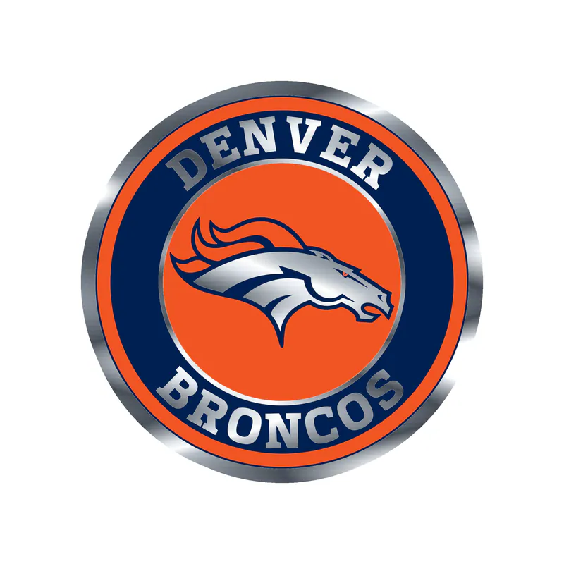 Denver Broncos - Circle With Blue - Silver Chrome Vinyl Sticker - Custom Size