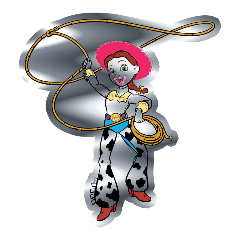 Toy Story Jessie Silver Chrome Vinyl Sticker - Custom Size