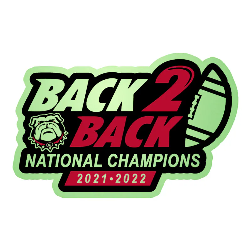 Georgia Bulldogs - National Champions 2022 - Image 3 - Glow in the Dark Vinyl Decal - Custom Size