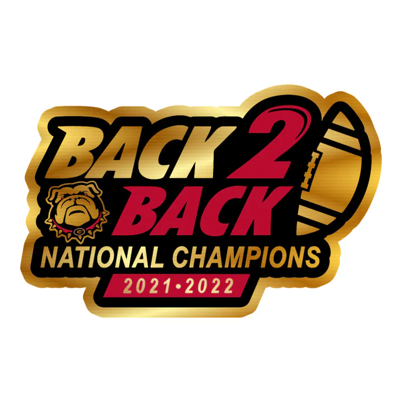 Georgia Bulldogs - National Champions 2022 - Image 3 - Gold Chrome Vinyl Decal - Custom Size
