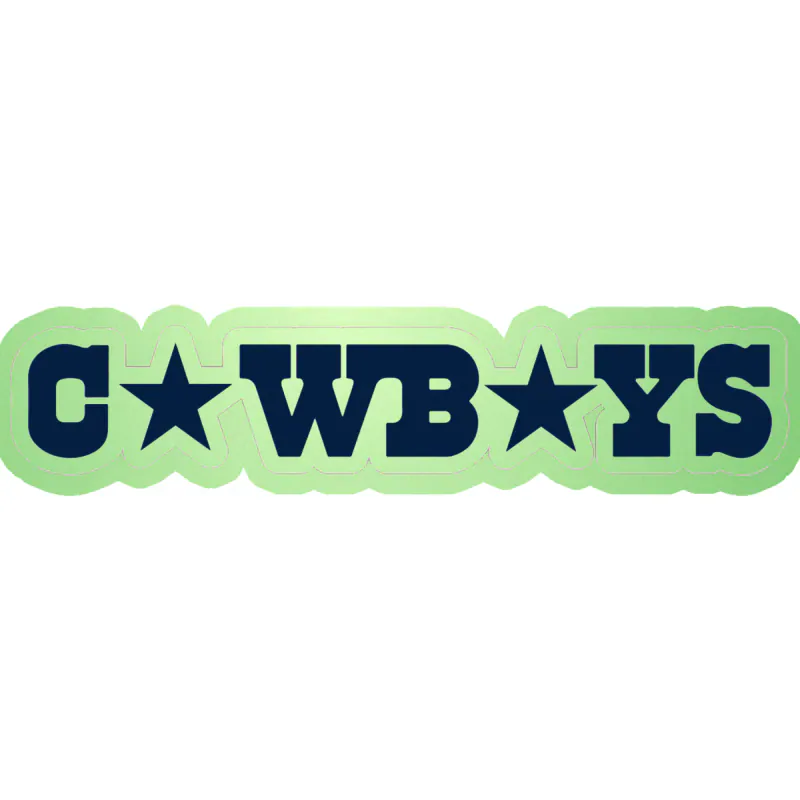 Dallas Cowboys - Lettering with Stars - Glow in the Dark Vinyl Sticker - Custom Size