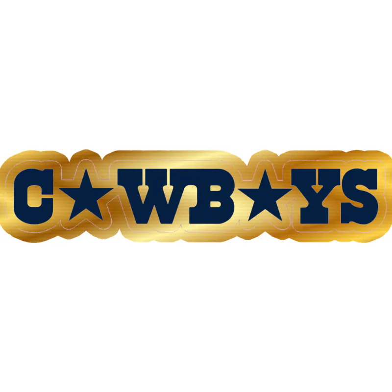 Dallas Cowboys - Lettering with Stars - Gold Chrome Vinyl Sticker - Custom Size