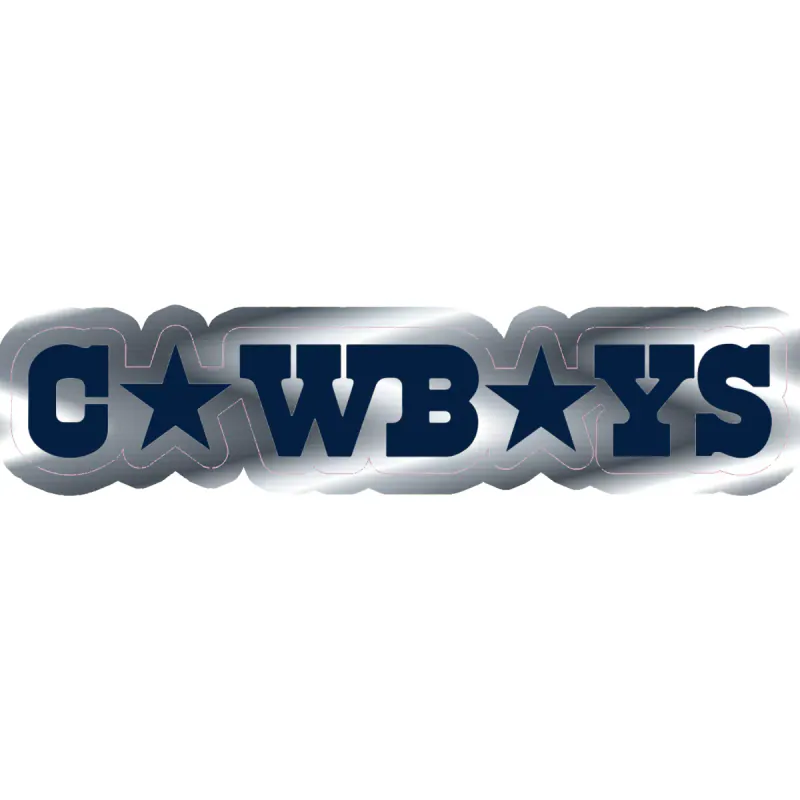 Dallas Cowboys - Lettering with Stars - Silver Chrome Vinyl Sticker - Custom Size