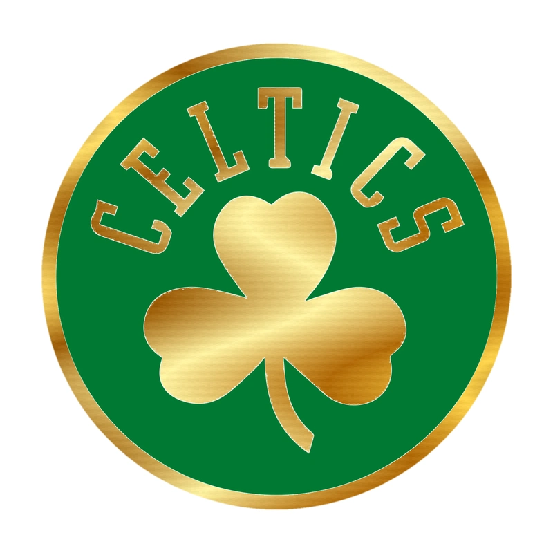 Boston Celtics - Green Circle With Clover - Image 1 - Gold Chrome Vinyl Sticker - Custom Size