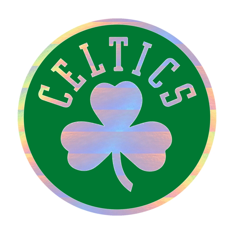 Boston Celtics - Green Circle With Clover - Image 1 - Holographic Vinyl Sticker - Custom Size