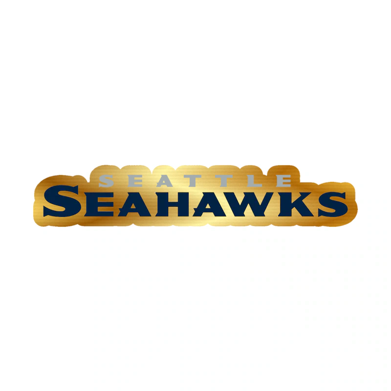 Seattle Seahawks Wordblock Gold Chrome Vinyl Sticker - Custom Size