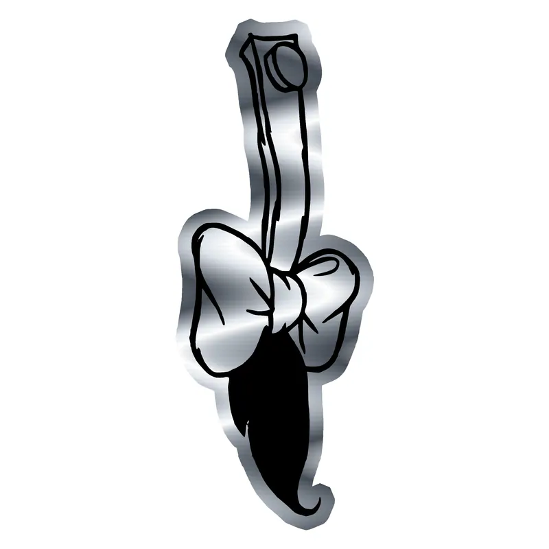 Winnie The Pooh - Eeyore's Tail - Silver Chrome Vinyl Sticker - Custom Size
