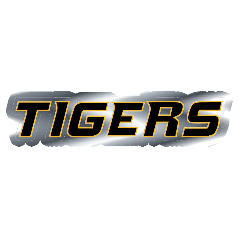 Missouri Tigers - Tigers  - Silver Chrome Vinyl Sticker - Custom Size