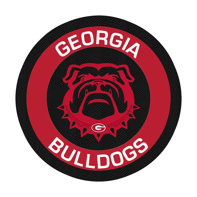 Georgia Bulldogs - Red Circle with Bulldog - Carbon Fiber Vinyl Decal - Custom Size