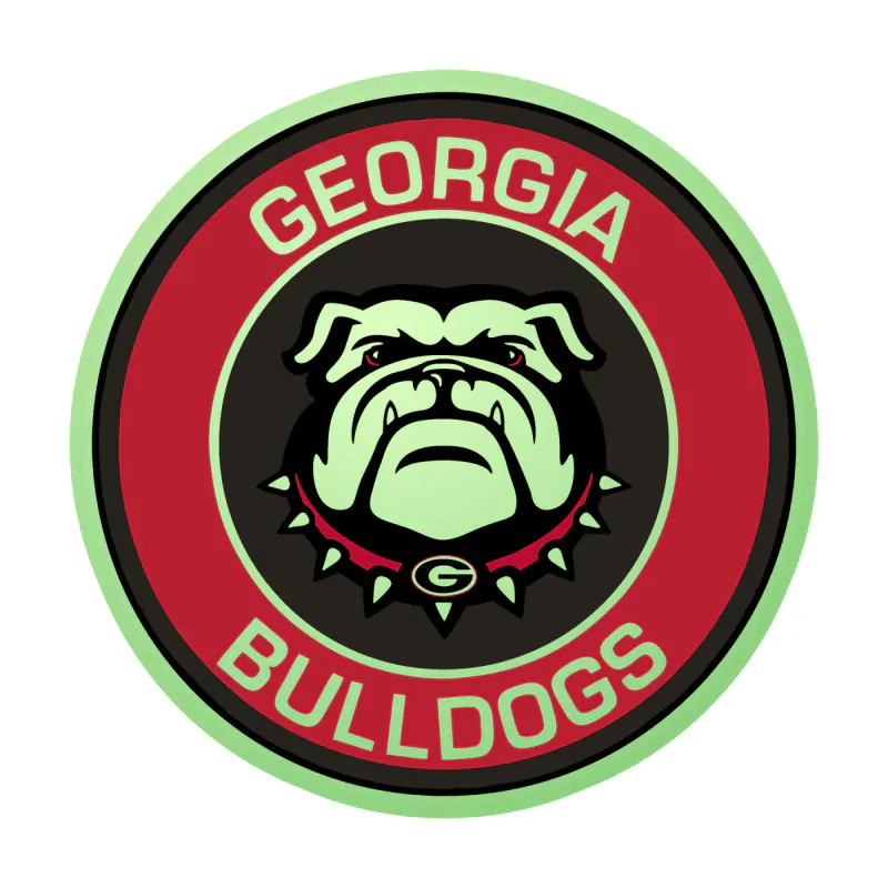 Georgia Bulldogs - Red Circle with Bulldog - Glow in the Dark Vinyl Decal - Custom Size
