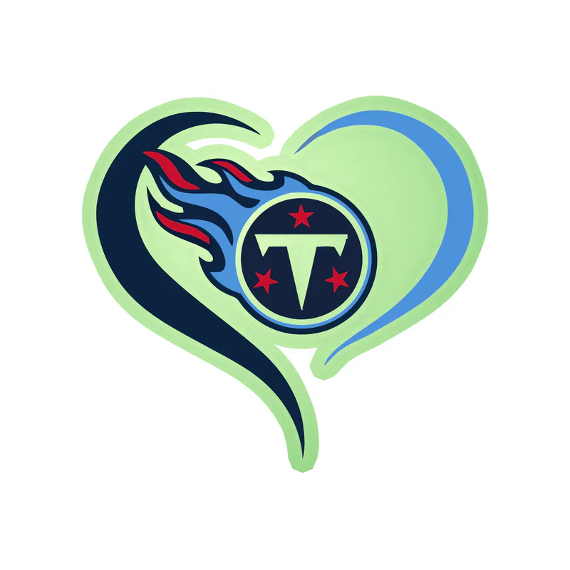 Tennessee Titans - Heart - Glow in the Dark Vinyl Sticker - Custom Size