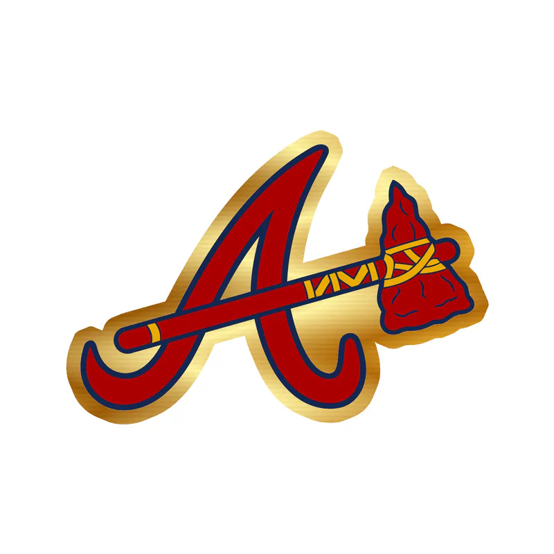 Atlanta Braves - A With Hatchet - Gold Chrome Vinyl Sticker - Custom Size