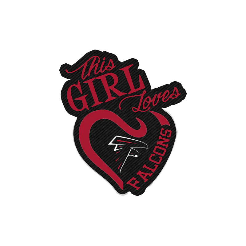 Atlanta Falcons - This Girl Loves Falcons - Carbon Fiber Vinyl Sticker - Custom Size